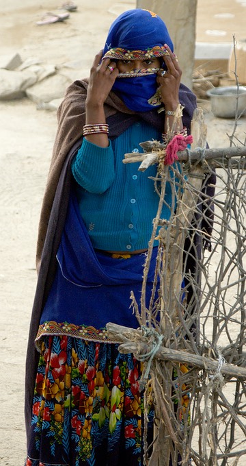 woman looking out